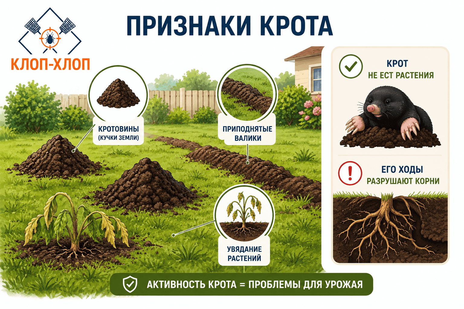Как понять, что на участке завелся крот